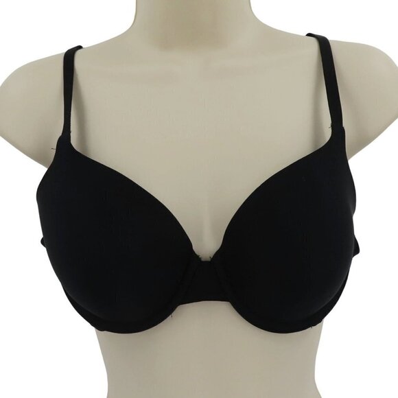 Victorias Secret 36B Bra Perfect Coverage Solid Black Underwire Lined Womens - Picture 1 of 14